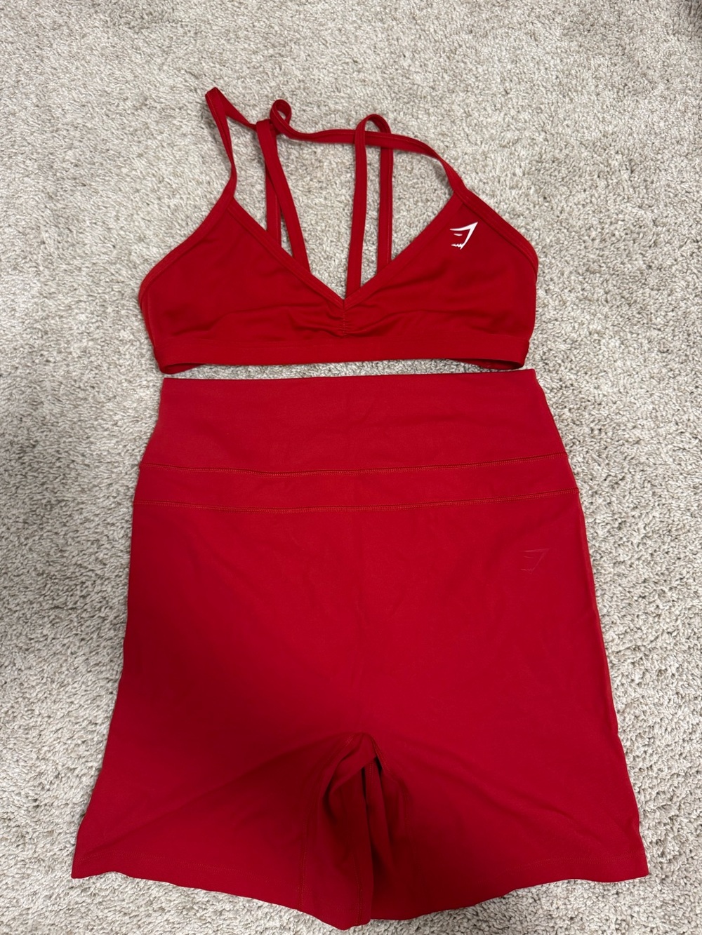 Gymshark Strappy Sports Bra and High-Waist Shorts Set